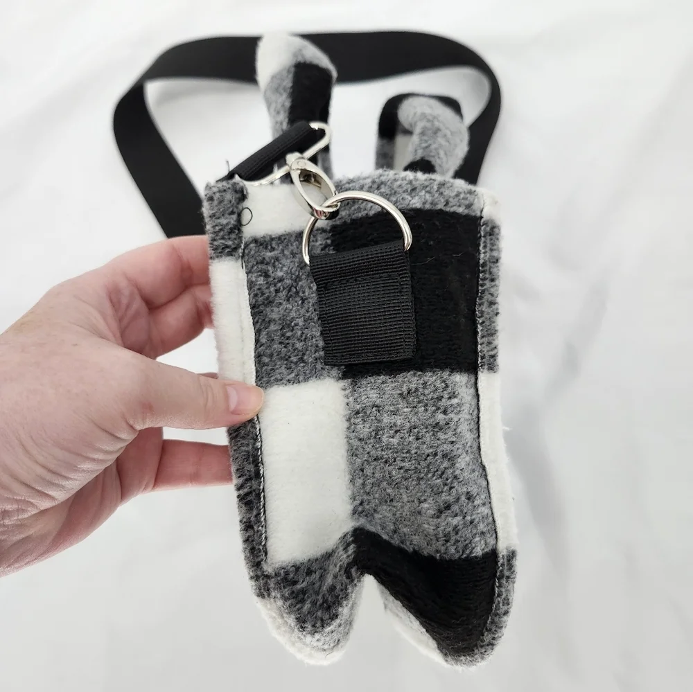Flannel Crossbody Tote Small Black White Plaid Whimsygoth‎ Grunge